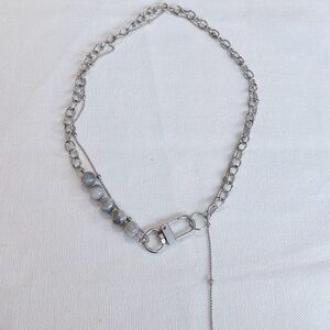 Moonstone Double Chain Silver necklace